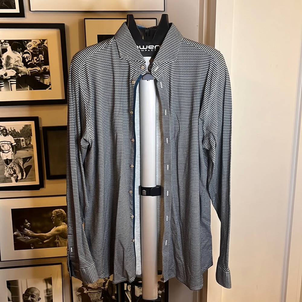 Desoto Long Sleeve XL Turquoise Pattern Dress Shirt